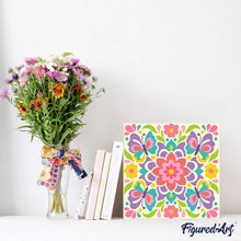 Carica l'immagine nel visualizzatore di Gallery, Mini Kit da Dipingere con i Numeri 20x20cm con cornice - Mandala e farfalle