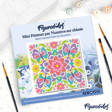 Carica l'immagine nel visualizzatore di Gallery, Mini Kit da Dipingere con i Numeri 20x20cm con cornice - Mandala e farfalle