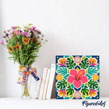 Carica l'immagine nel visualizzatore di Gallery, Mini Kit da Dipingere con i Numeri 20x20cm con cornice - Mandala dell’ibisco