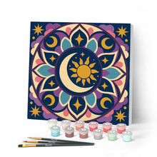 Carica l'immagine nel visualizzatore di Gallery, Mini Kit da Dipingere con i Numeri 20x20cm con cornice - Mandala celestiale Figured'Art