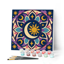 Carica l'immagine nel visualizzatore di Gallery, Mini Kit da Dipingere con i Numeri 20x20cm con cornice - Mandala celestiale Figured'Art