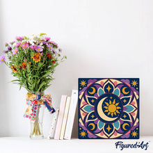 Carica l'immagine nel visualizzatore di Gallery, Mini Kit da Dipingere con i Numeri 20x20cm con cornice - Mandala celestiale