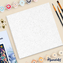 Carica l'immagine nel visualizzatore di Gallery, Mini Kit da Dipingere con i Numeri 20x20cm con cornice - Mandala celestiale
