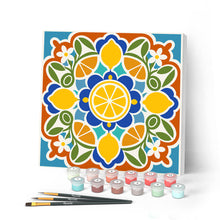 Carica l'immagine nel visualizzatore di Gallery, Mini Kit da Dipingere con i Numeri 20x20cm con cornice - Mandala e agrumi Figured'Art