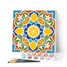 Carica l'immagine nel visualizzatore di Gallery, Mini Kit da Dipingere con i Numeri 20x20cm con cornice - Mandala e agrumi Figured'Art