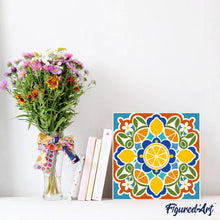 Carica l'immagine nel visualizzatore di Gallery, Mini Kit da Dipingere con i Numeri 20x20cm con cornice - Mandala e agrumi