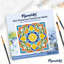 Carica l'immagine nel visualizzatore di Gallery, Mini Kit da Dipingere con i Numeri 20x20cm con cornice - Mandala e agrumi
