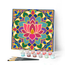 Carica l'immagine nel visualizzatore di Gallery, Mini Kit da Dipingere con i Numeri 20x20cm con cornice - Mandala del loto Figured'Art