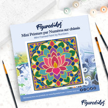 Carica l'immagine nel visualizzatore di Gallery, Mini Kit da Dipingere con i Numeri 20x20cm con cornice - Mandala del loto