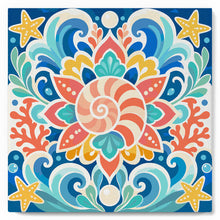 Carica l'immagine nel visualizzatore di Gallery, Mini Kit da Dipingere con i Numeri 20x20cm con cornice - Mandala delle conchiglie marine
