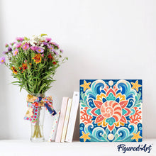 Carica l'immagine nel visualizzatore di Gallery, Mini Kit da Dipingere con i Numeri 20x20cm con cornice - Mandala delle conchiglie marine