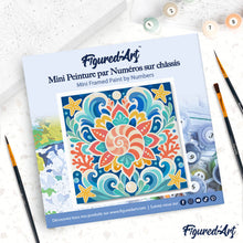 Carica l'immagine nel visualizzatore di Gallery, Mini Kit da Dipingere con i Numeri 20x20cm con cornice - Mandala delle conchiglie marine