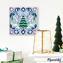 Carica l'immagine nel visualizzatore di Gallery, Mini Kit da Dipingere con i Numeri 20x20cm con cornice - Mandala natalizio