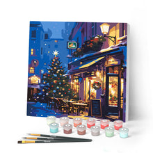 Carica l'immagine nel visualizzatore di Gallery, Mini Kit da Dipingere con i Numeri 20x20cm con cornice - Atmosfera natalizia al Caffé Figured'Art