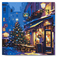 Carica l'immagine nel visualizzatore di Gallery, Mini Kit da Dipingere con i Numeri 20x20cm con cornice - Atmosfera natalizia al Caffé