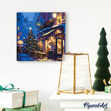 Carica l'immagine nel visualizzatore di Gallery, Mini Kit da Dipingere con i Numeri 20x20cm con cornice - Atmosfera natalizia al Caffé