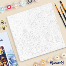 Carica l'immagine nel visualizzatore di Gallery, Mini Kit da Dipingere con i Numeri 20x20cm con cornice - Atmosfera natalizia al Caffé
