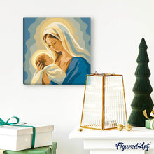 Carica l'immagine nel visualizzatore di Gallery, Mini Kit da Dipingere con i Numeri 20x20cm con cornice - L’abbraccio di Maria