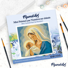 Carica l'immagine nel visualizzatore di Gallery, Mini Kit da Dipingere con i Numeri 20x20cm con cornice - L’abbraccio di Maria