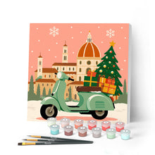 Carica l'immagine nel visualizzatore di Gallery, Mini Kit da Dipingere con i Numeri 20x20cm con cornice - Natale a Firenze Figured'Art
