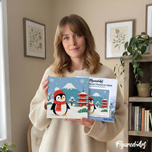 Carica l'immagine nel visualizzatore di Gallery, Mini Kit da Dipingere con i Numeri 20x20cm con cornice - Pinguino vicino al monte Fuji