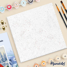 Carica l'immagine nel visualizzatore di Gallery, Mini Kit da Dipingere con i Numeri 20x20cm con cornice - Cardinali invernali