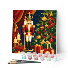 Carica l'immagine nel visualizzatore di Gallery, Mini Kit da Dipingere con i Numeri 20x20cm con cornice - Schiaccianoci di Natale Figured'Art