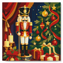 Carica l'immagine nel visualizzatore di Gallery, Mini Kit da Dipingere con i Numeri 20x20cm con cornice - Schiaccianoci di Natale
