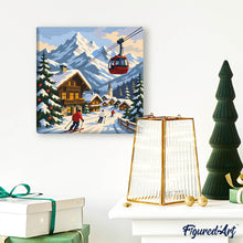 Carica l'immagine nel visualizzatore di Gallery, Mini Kit da Dipingere con i Numeri 20x20cm con cornice - Vacanze invernali sulle Alpi