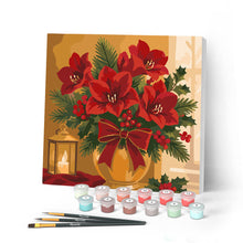 Carica l'immagine nel visualizzatore di Gallery, Mini Kit da Dipingere con i Numeri 20x20cm con cornice - Stelle di Natale Figured'Art