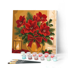 Carica l'immagine nel visualizzatore di Gallery, Mini Kit da Dipingere con i Numeri 20x20cm con cornice - Stelle di Natale Figured'Art