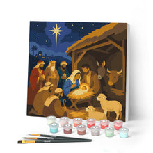 Carica l'immagine nel visualizzatore di Gallery, Mini Kit da Dipingere con i Numeri 20x20cm con cornice - Presepe di Natale Figured'Art