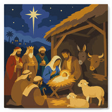 Carica l'immagine nel visualizzatore di Gallery, Mini Kit da Dipingere con i Numeri 20x20cm con cornice - Presepe di Natale