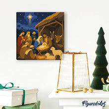 Carica l'immagine nel visualizzatore di Gallery, Mini Kit da Dipingere con i Numeri 20x20cm con cornice - Presepe di Natale