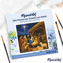 Carica l'immagine nel visualizzatore di Gallery, Mini Kit da Dipingere con i Numeri 20x20cm con cornice - Presepe di Natale