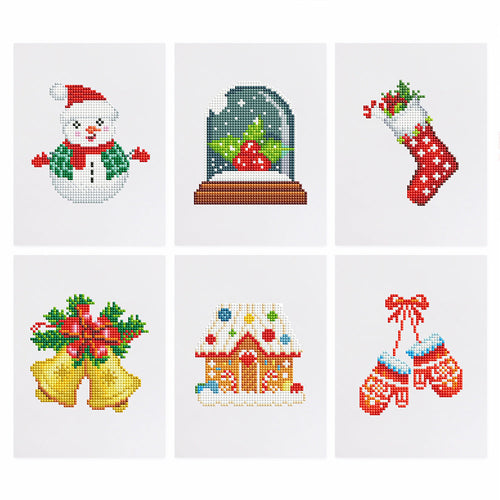 Mini Diamond Painting 15x20cm (6 pezzi) - Classici di Natale