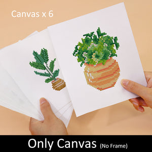 Mini Set Diamond Painting 15x20cm (6 pezzi) - Fiori e Piante in Vaso