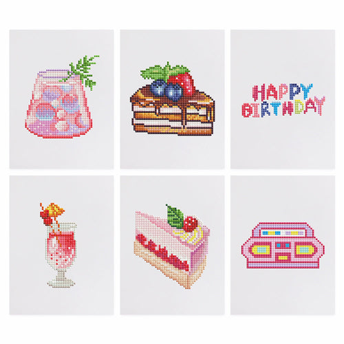 Mini Diamond Painting 15x20cm (6 pezzi) - Delizie di Compleanno