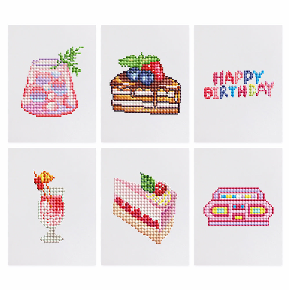 Mini Diamond Painting 15x20cm (6 pezzi) - Delizie di Compleanno