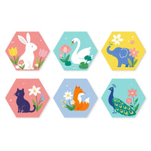 Carica l'immagine nel visualizzatore di Gallery, Mini Set Dipingere con i Numeri - Esagoni (6 pezzi) - Set Animali da Cameretta Figured'Art