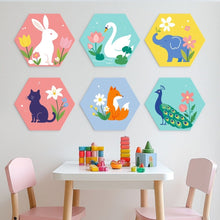 Carica l'immagine nel visualizzatore di Gallery, Mini Set Dipingere con i Numeri - Esagoni (6 pezzi) - Set Animali da Cameretta