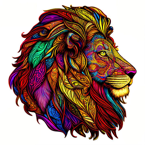 Puzzle 2D in legno - Leone Arcobaleno