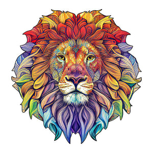 Puzzle 2D in legno - Leone Colorato