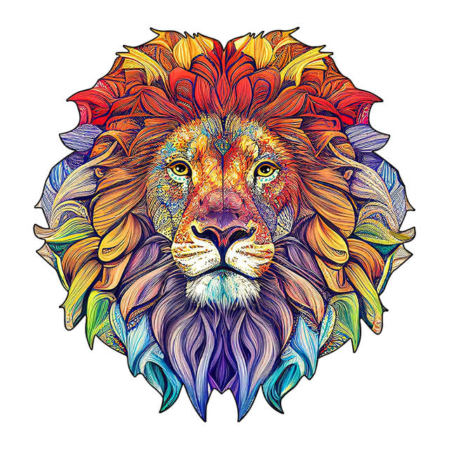 Puzzle 2D in legno - Leone Colorato