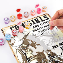 Carica l'immagine nel visualizzatore di Gallery, Dipingere con i Numeri Poster Metallici - Cowgirls