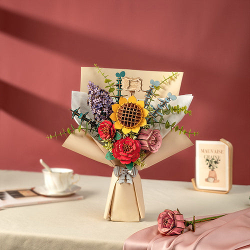 Puzzle 3D - Bouquet di fiori in legno