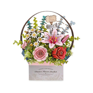 Puzzle 3D - Cesto di Fiori in Legno