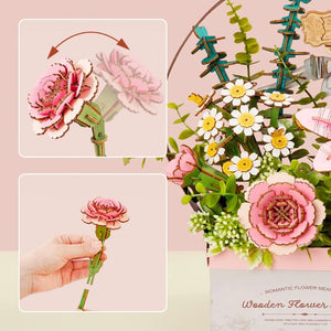 Puzzle 3D - Cesto di Fiori in Legno