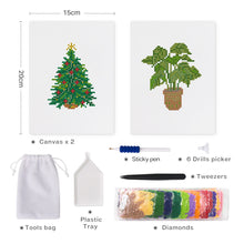 Carica l&#39;immagine nel visualizzatore di Gallery, Mini Set Diamond Painting 15x20cm (2 pezzi) - Albero di Natale e Pianta in vaso