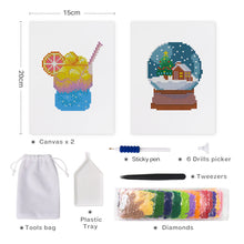 Carica l&#39;immagine nel visualizzatore di Gallery, Mini Set Diamond Painting 15x20cm (2 pezzi) - Smoothie d&#39;Estate e Palla di Neve d&#39;Inverno